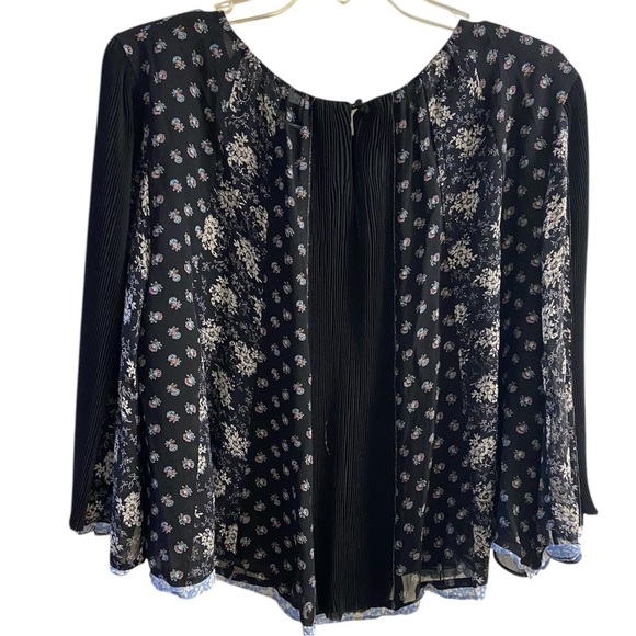 Club Monaco Ravella blouse silk black pop over floral Large - Picture 2 of 8